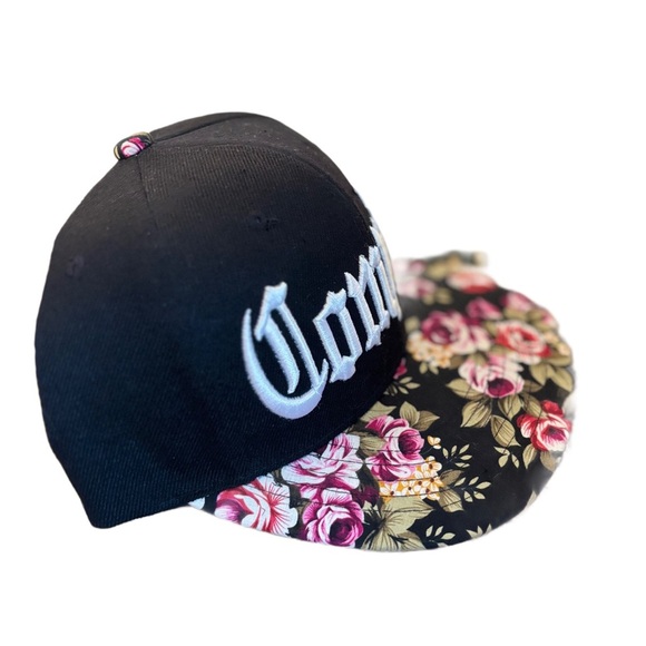 Black Floral Snapback Hat - Picture 2 of 2